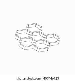 Honey cells icon, isometric 3d style