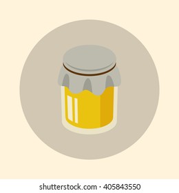 Honey in a closed jar. Icon vector illustration.