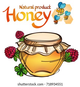 Honey color illustration for menu design, packaging, for creating a logo or emblem.