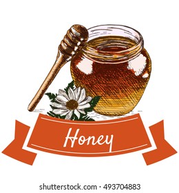 Honey colorful illustration. Vector colorful illustration of honey.