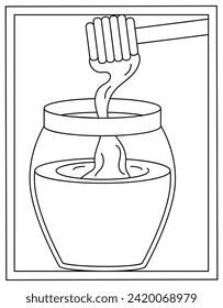 Honey coloring page designed in hand drawn vector 