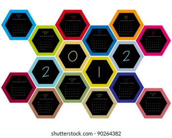 honey comb 2012 calendar, abstract vector art illustration