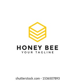 Honey Comb Bee Line Logo Design Template
