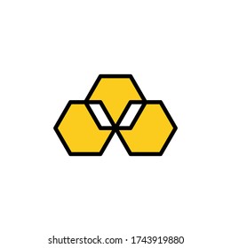 Honey comb bees logo. Vector illustration isolated on white