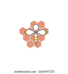 honey comb bees logo. vector illustration design template