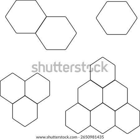 Honey comb composition set. Vector graphic line illustration. Silhouette sign for logo, print, comics, fashion, pop art, boards, design, stickers, decoration, posters
