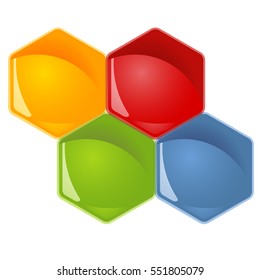 honey comb with four options for team work symbolism
