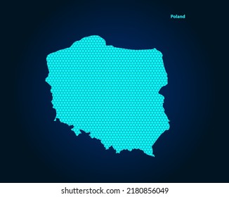 Honig Comb oder Hexagon strukturierte Karte von Polen Land einzeln auf dunkelblauem Hintergrund - Vektorgrafik