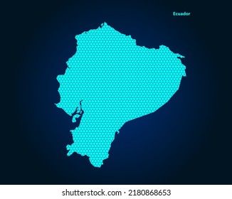 Honey Comb or Hexagon textured map of Ecuador Country isolated on dark blue background - vector illustration
