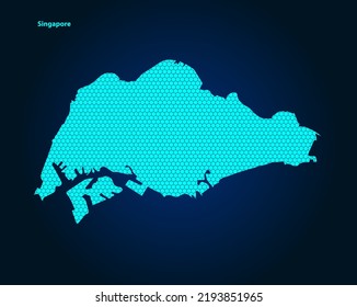 Mapa texturizado de Honey Comb o Hexagon del país de Singapur aislado en fondo azul oscuro - ilustración del vector