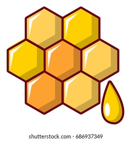 Honey comb icon. Cartoon illustration of honey comb vector icon for web design