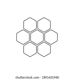 Honey comb icon. Honey comb line symbol. Hexagon sign. Vector illustration isolated on white.