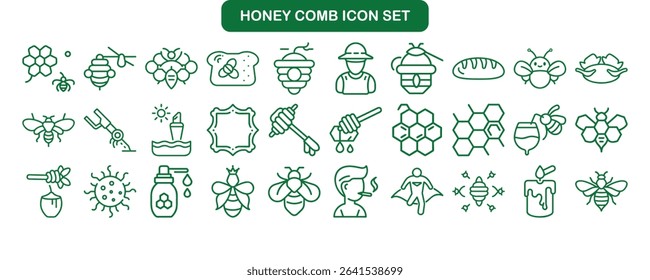 Honey Comb Icon Set: Bee and Honey Elements
