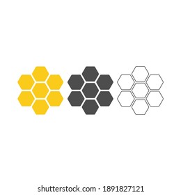 Honey comb icon set. Honey comb symbols collection. Vector illustration isolated on white.