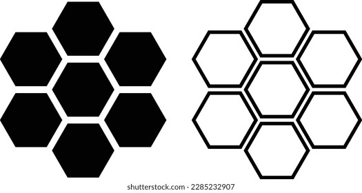 honey comb icon set vector isolated on white background