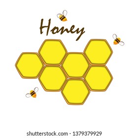 Honey Comb Label Template, Design Vector, Emblem, Bee Farming Concept, Creative Symbol, Apiculture Icon