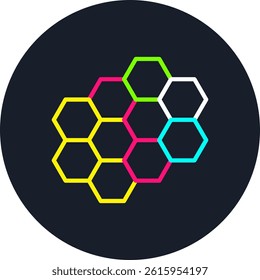 Honey Comb Line Multi Colour Circle