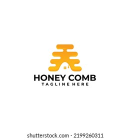 honey comb logo concept, honey home design template