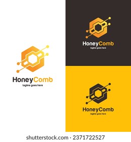 Concepto de diseño de logotipo de Honey Comb, plantilla de logotipo de Bee or Technology