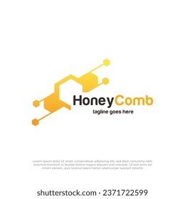 Honey Comb Logo design concept, Bee or Technology logo template