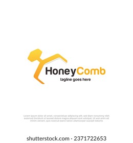 Honey Comb Logo design concept, Bee or Technology logo template