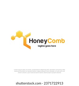 Concepto de diseño de logotipo de Honey Comb, plantilla de logotipo de Bee or Technology