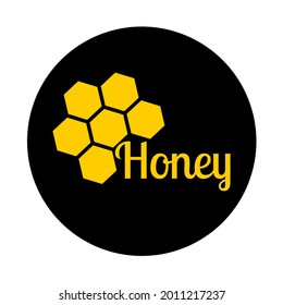 Honey comb logo design vector, black and yellow color