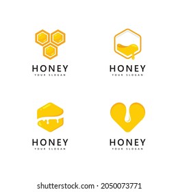 Icono del logotipo del peine de miel   diseño de vector de abejas