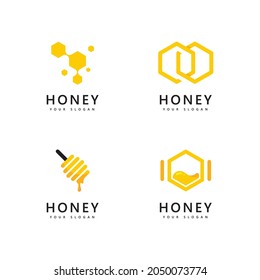 Honey comb  logo icon   bees vector design