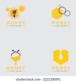 Honey comb logo icon bees vector design