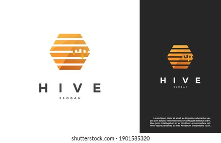 Honey Comb Logo Template Design Vector, Emblem, Honey Hive Design Concept, Creative Symbol,