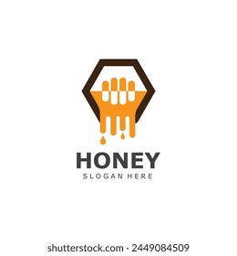 Diseño de Plantilla de Logo de Peine de Miel Diseño de Vector Concepto de Diseño de Miel Diseño de Vector de Símbolo Creativo