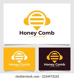 honey comb logo vector design template