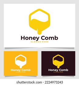 honey comb logo vector design template