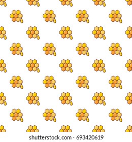 Honey comb pattern in cartoon style. Seamless pattern vector illustration