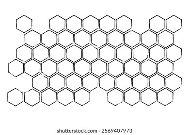 Honey comb pattern. Textured Honeycomb Propolis structure. Honey, pollen, wax, parchment and bee products in sketch style. Stock vector illustration isolated on white background.