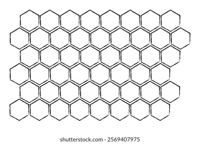 Honey comb pattern. Textured Honeycomb Propolis structure. Honey, pollen, wax, parchment and bee products in sketch style. Stock vector illustration isolated on white background.