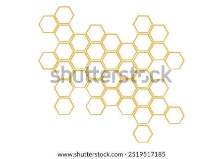 Honey comb. Propolis honeycomb structure. Honey, pollen, wax, parchment and bee products in sketch style. Stock vector illustration isolated on white background.