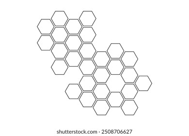 Honey comb. Propolis logo. Doodle honeycomb structure. Honey, pollen, wax, parchment and bee products in sketch style. Stock black and white illustration isolated on a white background.