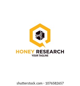 honey comb research logo template design, polygon logo bee hive