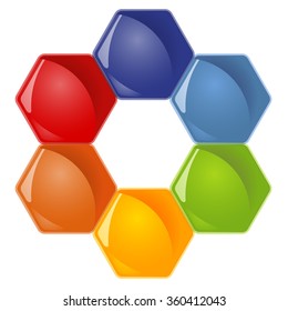 honey comb with six options for team work symbolism