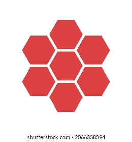 Honey Comb Vector Icon. Red Symbol