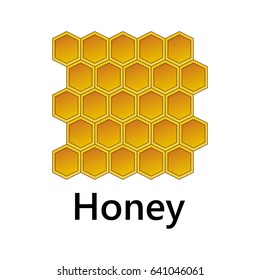Honey combs on the white background text honey