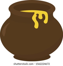 Honey in cup, illustration, vector on white background.