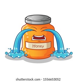 honey cute chibi cry cartoon mascot vector illustration