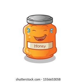 honey cute chibi laughing loudly cartoon mascot vector illustration