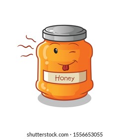 honey cute chibi mocking cartoon mascot vector illustration