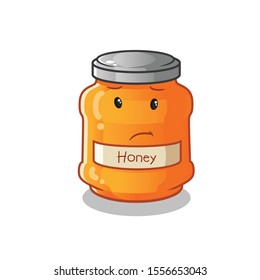 honey cute chibi sad cartoon mascot vector illustration