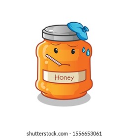 honey cute chibi sick cartoon mascot vector illustration