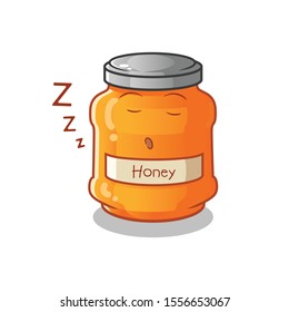 honey cute chibi sleep cartoon mascot vector illustration